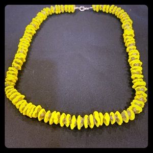 Hand made yellow  glass necklace